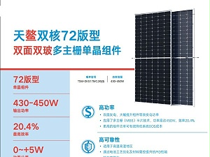 天合太阳能板天鳌双核430w—450w天合组件